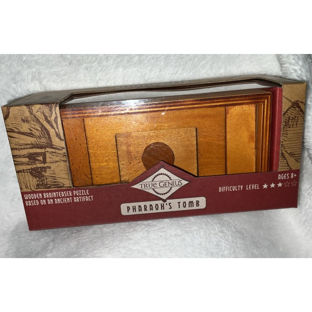 TRUE GENIUS PHAROAH'S TOMB WOOD BRAINTEASER PUZZLE BOX - U. BRAND NEW IN BOX!